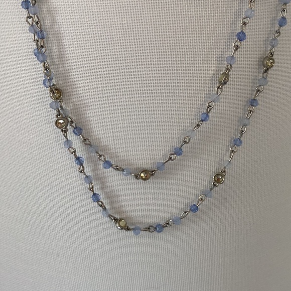 Jewelry - Blue Beaded Necklace - 11” when doubled / 23” Long Closed / 45” Total Length